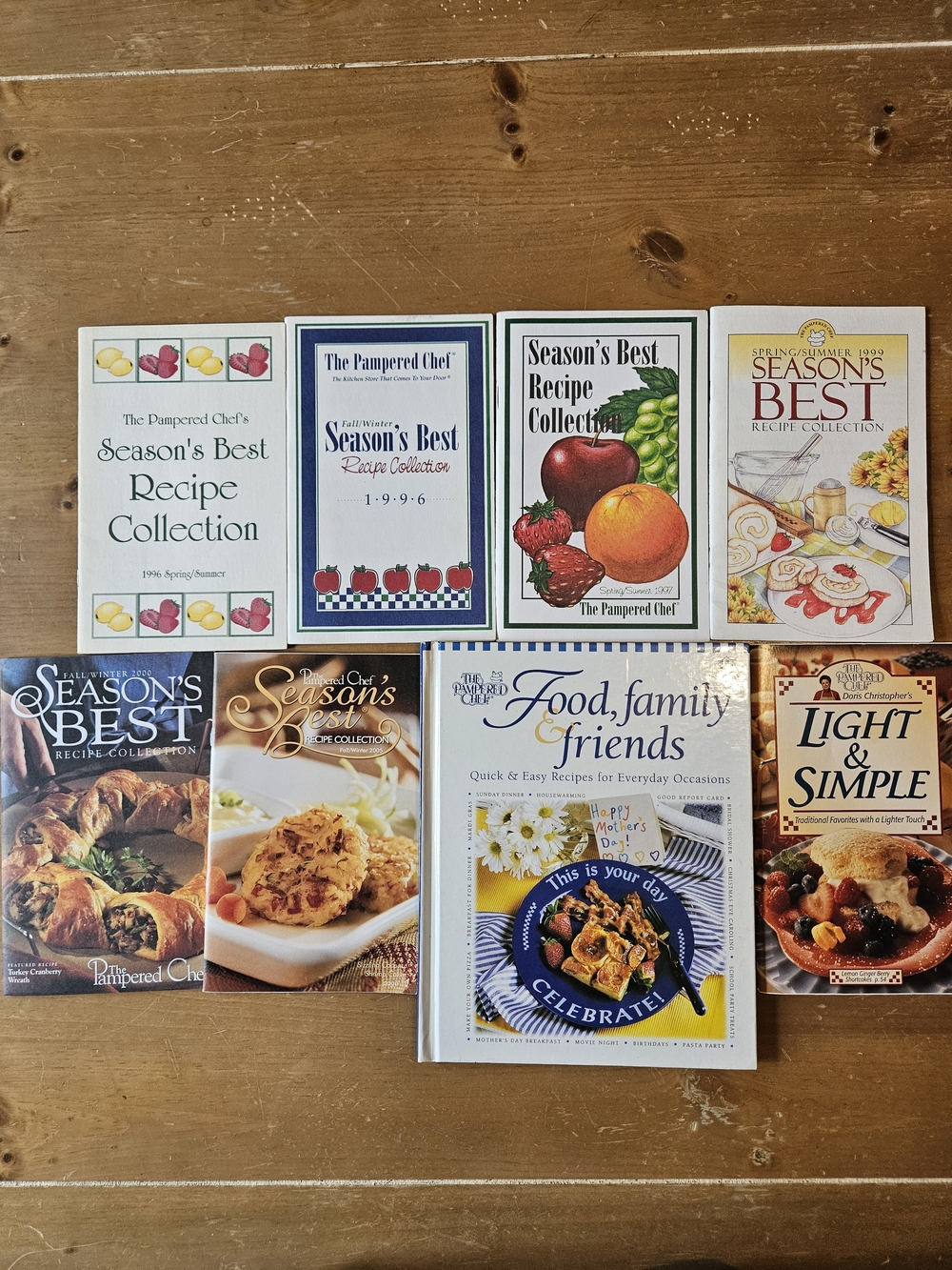 The Pampered Chef Recipe Book Lot, Season's Best; Light & Simple; Food Family